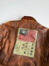 Avirex Type G-1 U.S. Navy Flight Jacket Multi-Patch Leather Bomber with Blood Chit & Shearling Collar (L/XL)
