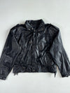 Vintage Black Leather Western Jacket with Lace-Up Fringe Sides & Epaulettes (XL)