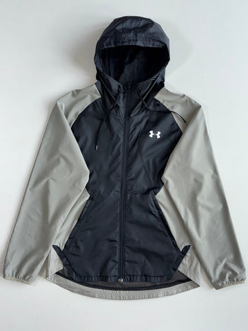 Under Armour Black & Grey Colorblock Hooded Windbreaker (L)