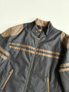 Refree Biker Racing Jacket Suede Panel – Navy/Brown (2XL)