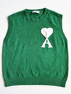 AMI Paris Ami de Coeur Green Knit Sweater Vest(S)