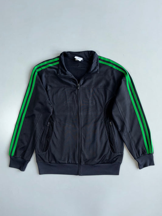 Adidas Black & Green 3-Stripes Track Jacket | Vintage Full Zip(S/M)