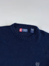 Vintage Chaps Crest Logo Chunky Knit Crewneck Sweater – Navy (L)