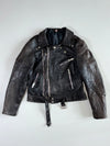 Vintage Distressed Belted Leather Jacket (S)