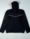 Nike Sportswear Tech-Style Full-Zip Hoodie Black, Chevron Panel, Sleeve Zip Pocket, (XL)