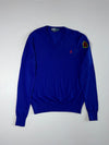 Polo Ralph Lauren | Royal Blue V-Neck Varsity Patch Sweater | (M)