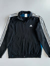 Adidas Climalite 3-Stripe Blue Side Panel Mesh-Lined Black Full-Zip Windbreaker Track Jacket (L/XL)
