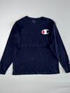Champion Big C Logo Long Sleeve Crewneck T-Shirt — Navy (Size XL)
