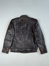 Vintage Dark Brown Leather Zip-(S)