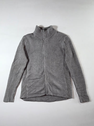 GAP Grey Heavy Knit Full-Zip Mock Neck Sweater (M)