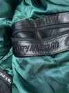 Vintage Belted Green-Lined Leather Biker Jacket (L)