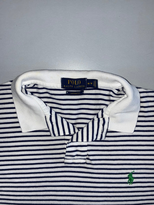 Polo Ralph Lauren Striped Custom Fit Polo (Navy/White) (L)