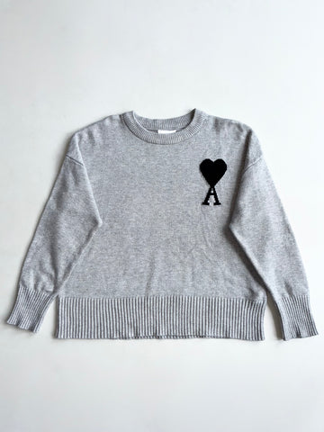 AMI Paris Ami de Coeur Grey Oversized Knit Sweater (L)