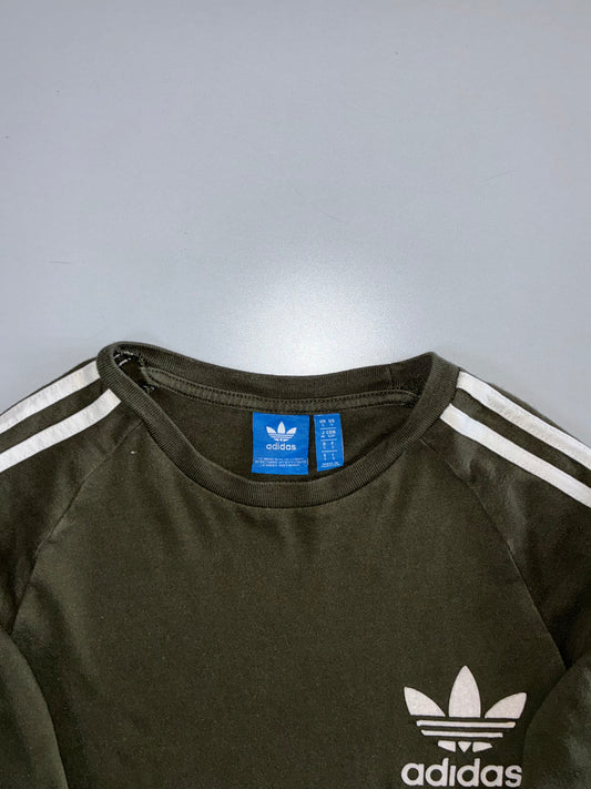 Adidas Originals 3-Stripe Long Sleeve Tee – Olive (XS)