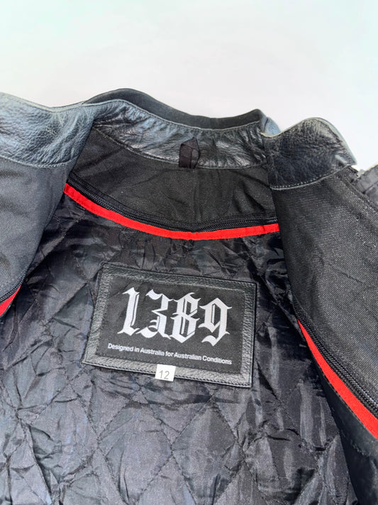 1389 Designed in Australia Colorblock Quilted Lined Women’s Leather Moto Jacket (Paded)(S/XS)
