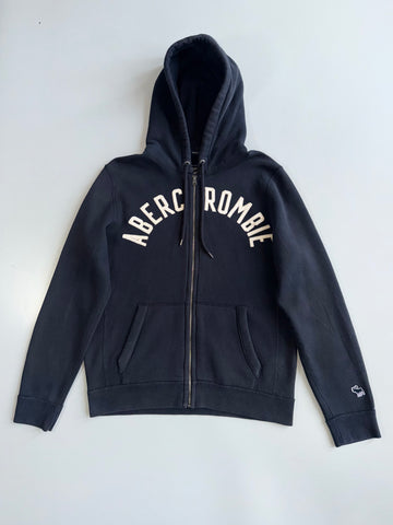 Abercrombie & Fitch | Navy Arch Logo Zip Hoodie | (XL)
