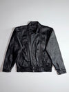 Vintage Leather Bomber Jacket – Black Snap-Cuff (M/L)