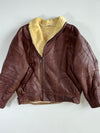 Vintage Italian Brown Leather Shearling Aviator Jacket – B3 Style – Made in Italy Furr inside (XL)
