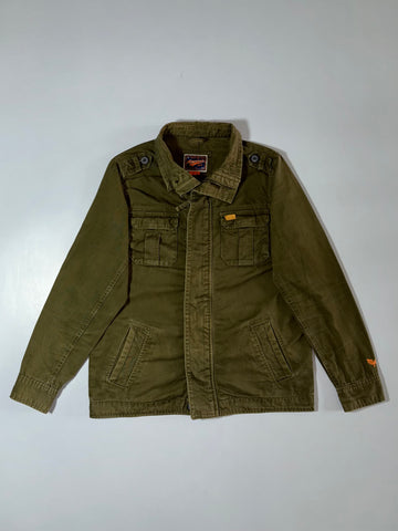 American Retro Vintage Field Jacket – Olive Green Cargo Style (L)