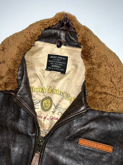 Z                     Rare Vintage Avirex G-1 U.S. Navy Leather Flight Original leather Jacket (2XL/3XL)