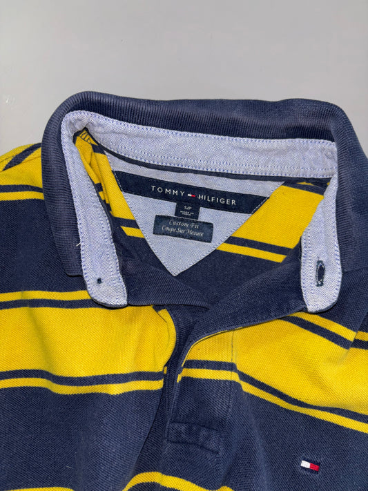 Tommy Hilfiger Rugby Stripe Polo – Navy & Yellow (M)