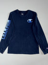 Champion | Navy Sleeve-Print Long Sleeve Tee  (XS)