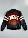 Vintage Racing Leather Jacket Black White Red Stripe Chicago Bulls (S)