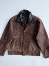 Cruze Brown Pure Leather Jacket (Black Leather Collar) (L)