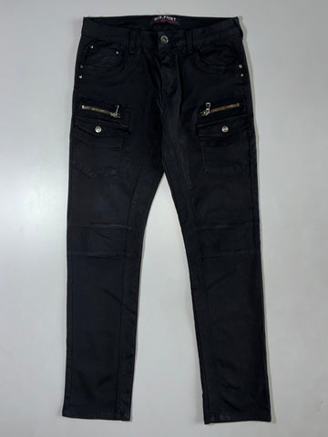 Mid.Point Black Moto-Style Cargo Jeans (W:34|L:44)