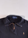 Polo Ralph Lauren Estate Rib Quarter Zip Pullover with Leather Pull – Navy (XL)