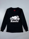Roots Canada Beaver Logo Cotton Long Sleeve T-Shirt Black (XS)