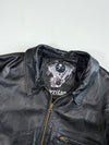 Vintage Heritage Skull Engine Black Leather Bomber Jacket (M)