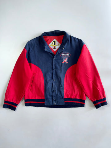 #1 Apparel | Atlanta Braves Denim Varsity Genuine MLB Licensed 90s  Oversized Jacket (L)