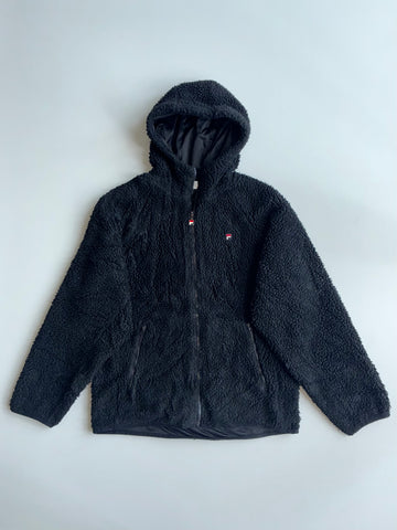 Fila Sherpa Fleece Hooded Zip Jacket – Black (L)