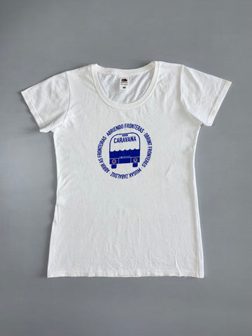 Vintage White “Caravana Abriendo Fronteras” Graphic women’s T-Shirt (S)