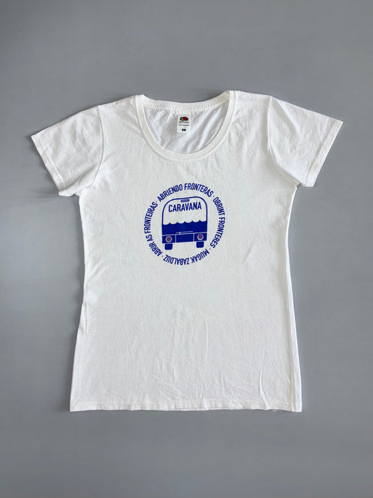 Vintage White “Caravana Abriendo Fronteras” Graphic women’s T-Shirt (S)