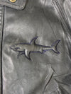 Paul & Shark Yachting | Black Leather Bomber Jacket – Embossed Shark Made in Italy | (M)