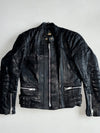 Vintage 70s/80s Made in England Black Leather Café Racer Motorcycle Jacket with Quilted Shoulders & Elbows (S)