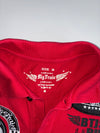 Y2K Big Train Japanese Biker Patch Polo Shirt Red  (L)