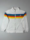 Vintage Adidas Rainbow Stripe Fleece Track Jacket – White (M)