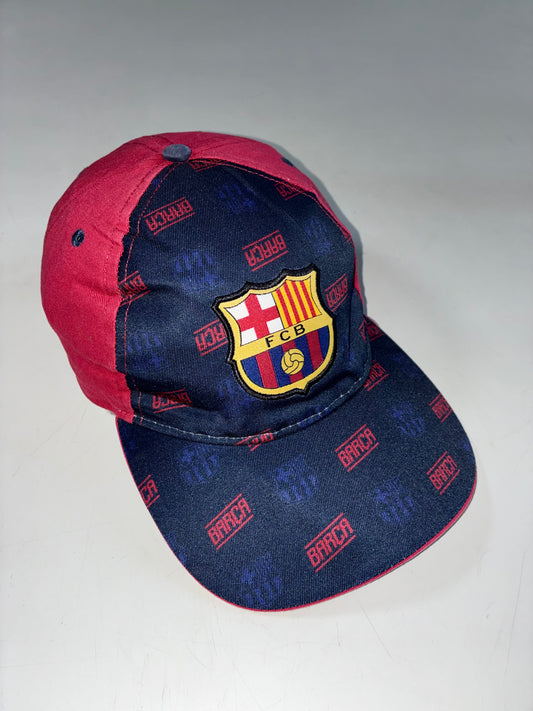 Vintage FC Barcelona Barça All-Over Print Crest Cap – Navy Maroon (Adjustable)