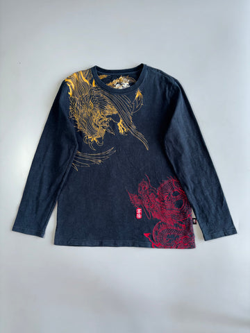 Big Train Premium Phoenix Dragon Embroidered Full Sleeve T-shirt (L)