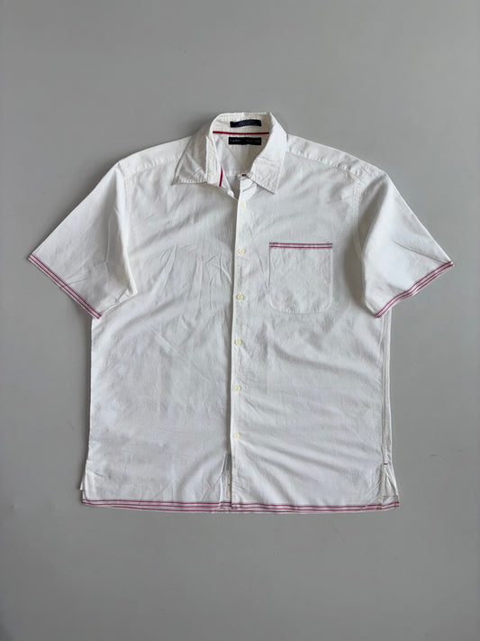 Tommy Hilfiger | White Striped Trim Half Sleeve Shirt(Xl)