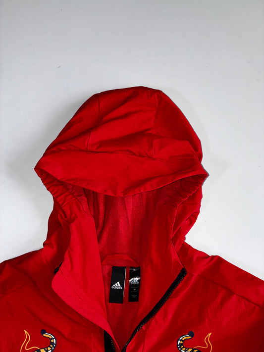 Adidas Chinese New Year Tiger Embroidered Red Windbreaker Hoodie(M)