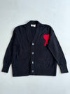 AMI Paris Ami de Coeur Black Knit Cardigan (L)