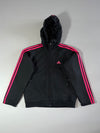 Adidas 3-Stripes Hooded Windbreaker Jacket — Black/Pink (S)