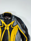 IXS Yellow Flame Genuine Leather Motorcycle Racing Jacket Padded (XL)