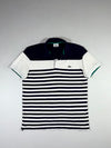 Lacoste Colorblock Navy & White Striped Polo (L)