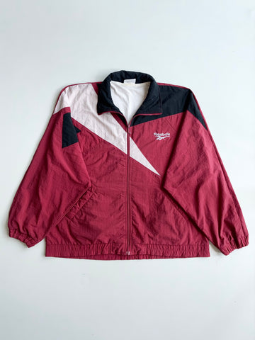 Vintage 90s Reebok Burgundy Colour-Block Windbreaker Jacket (2XL/3XL)