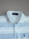 Vintage Polo Ralph Lauren Light Blue White Stripe Long Sleeve Polo T-Shirt (XL)